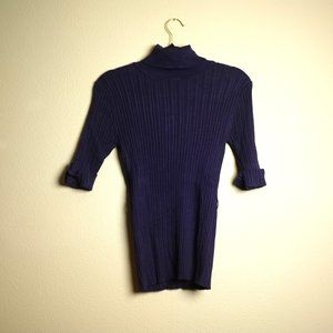 Purple Fitted Stretchy Ribbed Sweater